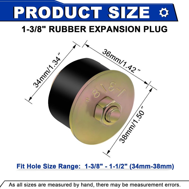 Daptemn 1-3/8" Rubber Expansion Freeze Plugs, 5PCS Automotive Engine Expandable Freeze Rubber Plugs Fit Hole : 1-3/8" to 1-1/2" (34 mm - 38 mm) - Image 2